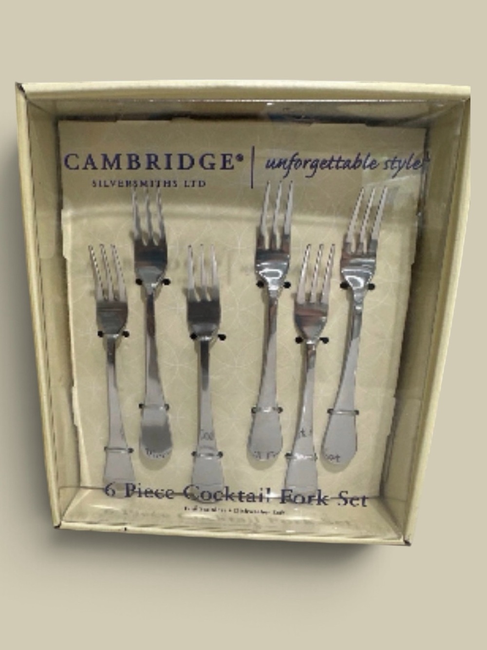 Cambridge Silversmiths LTD 💠6 pc cocktail fork set 💠Fine Stainless 💠NEW IN BOX